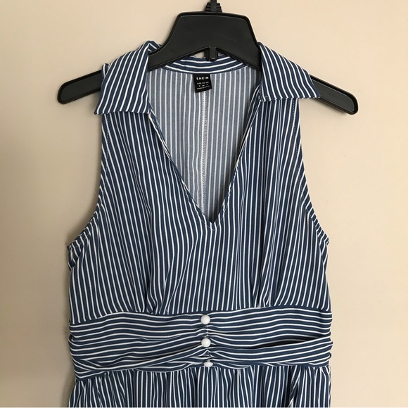 5 for $25! 💕 Vertical Stripe Button Front High Low Dress - Picture 9 of 16